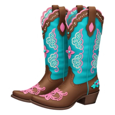 cowgirl boots cute a tiny bit of pink on it no teal lacy detailing sticker