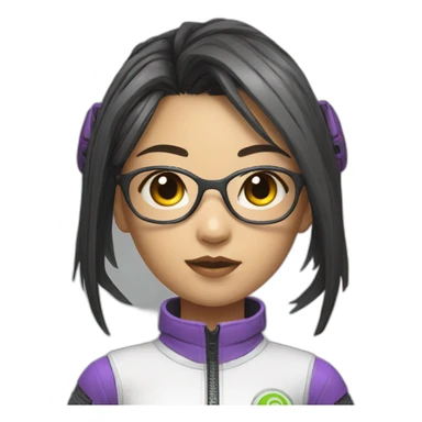 augmented cyberpunk asian girl in tennis uniform sticker