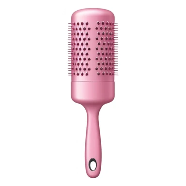 light pink cylindrical hair brush with shiny finish sticker