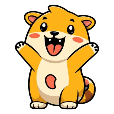 cute animal yawning, cartoonish sticker
