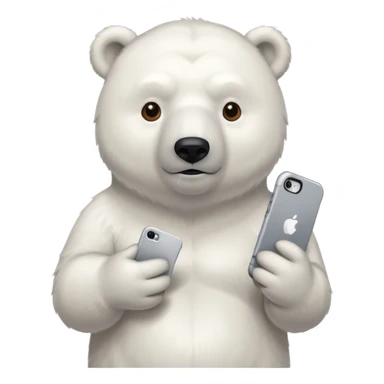 Serious Polar Bear standing body with iphone in hand  sticker