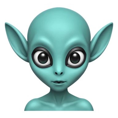 teal alien with two ears and big black eyes sticker