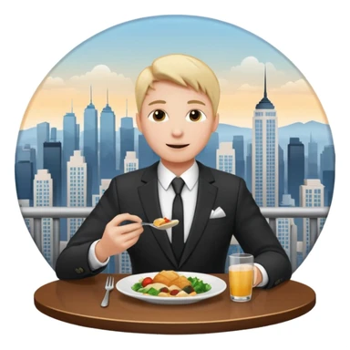 someone who eats in restaurants high above the city with the city on the background
 sticker