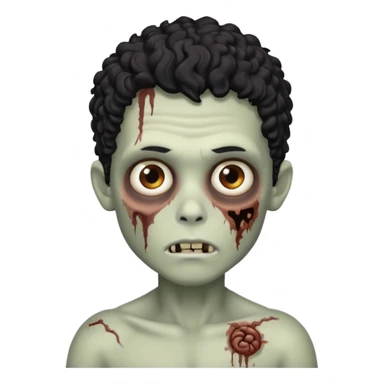 Um garoto zumbi com o cabelo preto cacheado e olhos castanhos sticker