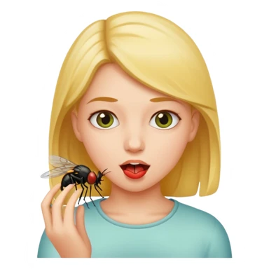 girl eating a fly sticker