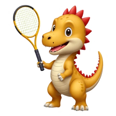 Un chien qui joue au tennis contre un dinosaure sticker