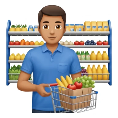 A man with a supermarket cart sticker
