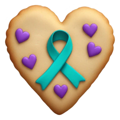 Cookie heart with teal purple awareness ribbon sticker