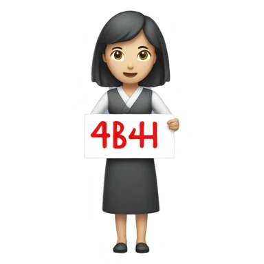Korean woman holding 4B movement sign sticker