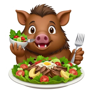wild hawaiian boar, eating a salad sticker