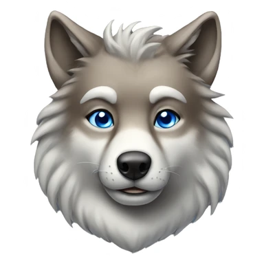 brown-grey wolf long fur blue eyes with crown sticker