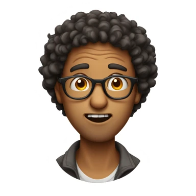 indian guy with glasses and curly hair gasping sticker