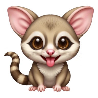 cute sugar glider with its tongue out, bright and playful, classic emoji style with tongue out sticker