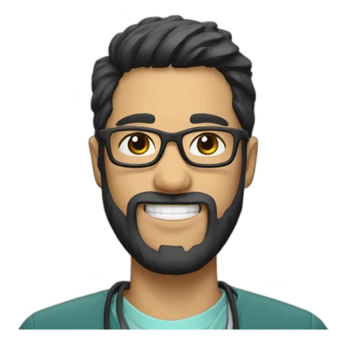 Dental Student with a starting black beard and glasses sticker
