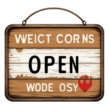 rustic wooden open sign sticker