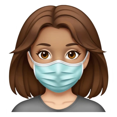 girl brown hair with a masck  sticker