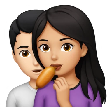 Thick Dark haired girl with big butt and big breasts sucking big white dick from a white male with black hair  sticker