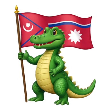 an alligator with the flag of Nepal in his right hand sticker