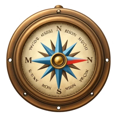 compass with 'mission' sticker