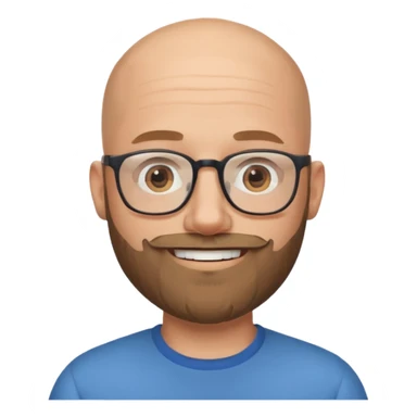Bald white man with glasses and beard smiling  sticker