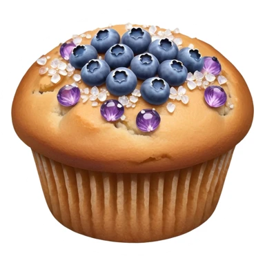 Lavender flower sprigs on a muffin with blueberries and sugar crystals without frosting  sticker