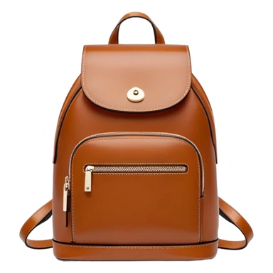 small cognac commuter leather backpack purse, women's, minimal aesthetic, plain, fashionable sticker