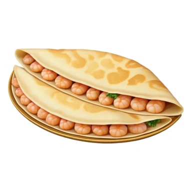 Bánh Xèo Cinematic Realistic Bánh Xèo Dish Emoji, depicted as a crispy, folded semi circle crepe filled with tiny shrimp and pork, rendered with dynamic textures and vibrant, appetizing lighting. sticker