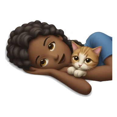 Girl laying with a cat sticker