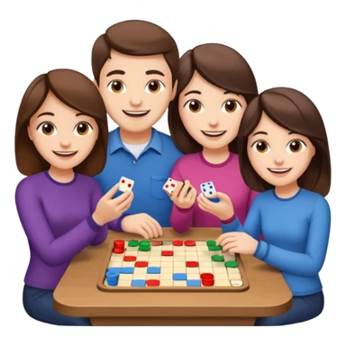 2 male and 2 female brunette friends playing board game sticker