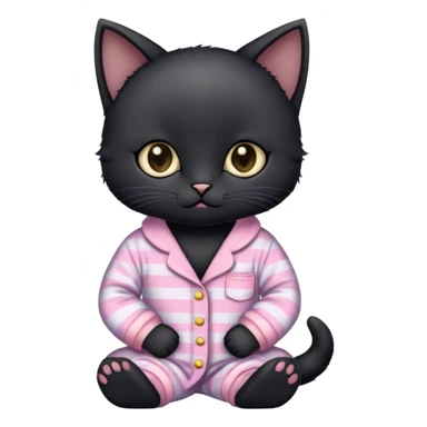 Black kitten in pjs  sticker