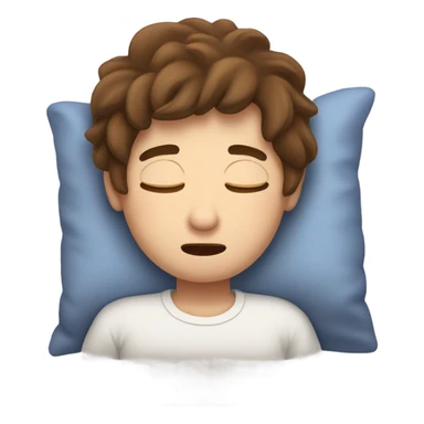Waking up in morning sleepy boy with brown hair sticker