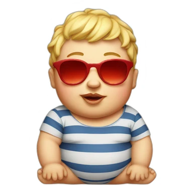 Fat baby with red sunglasses  sticker