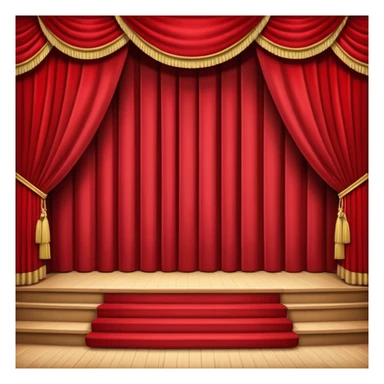 An empty theatre stage with red curtains sticker