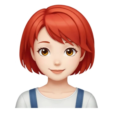 Cute anime girl with red short hair smiles sticker