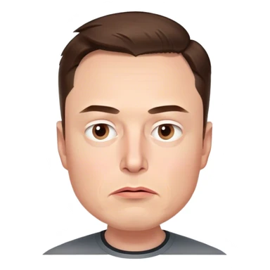 AA photorealistic 3d render of Elon Musk's head, no neck or body, slightly turned right, with a concerned expression. Highly detailed, realistic features. Transparent background sticker