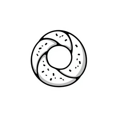 a simit, the Turkish sesame bread ring, hand-drawn doodle style sticker