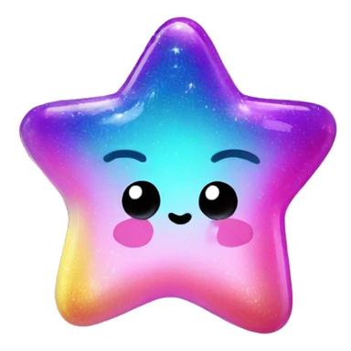 Kawaii neon star glitter jelly bean emoji    sticker