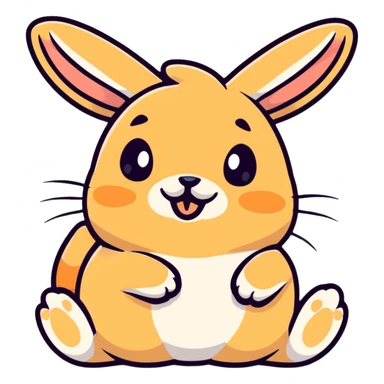 apricot bunny biting paw nervously sticker