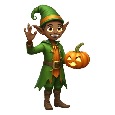 pumkin elf male casting a spell sticker