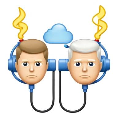 symbolic hot wire connecting Russia and USA with Russian and US flags at each end, glowing wire in the middle, cartoon faces of John F. Kennedy and Nikita Khrushchev on each side, tense Cold War atmosphere sticker