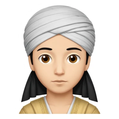 Emoji de un chico con turbante árabe que el chico sea de color piel clara y que tenga cabello negro y de fondo blanco sticker