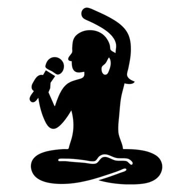 woman doing yoga with a microphone solid filled icon sticker