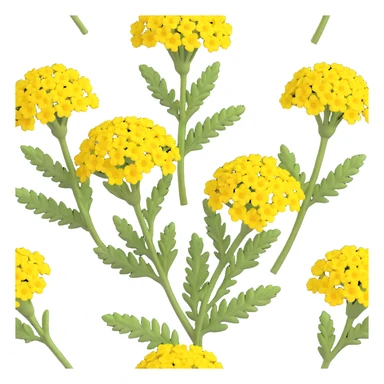 3D iOS emoji style, cartoonish and dimensional yellow yarrow flower, no anthropomorphic features, natural volume and color sticker