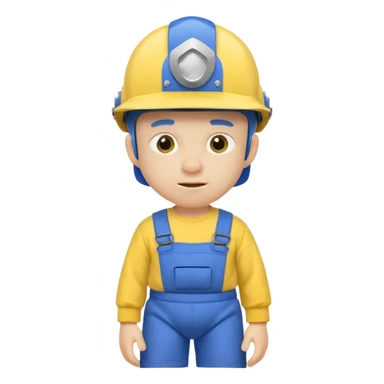 a character with a blue helmet,a pencil up his nose,a yellow shirt what says jeffy,and a nappy/diaper on the outside of hiv navy pants and black shoes sticker