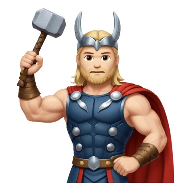 The hero Thor proudly holds the balance of justice in his raised hand. sticker