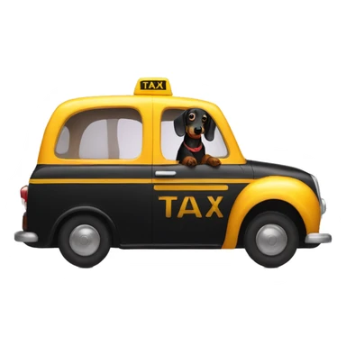 black daschund in taxi sticker
