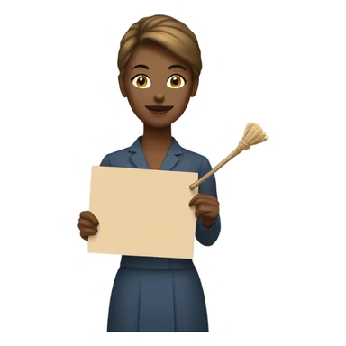 woman holding placard on stick sticker