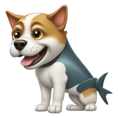 a dog with a shark tail sticker