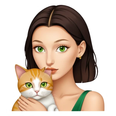 Bella Hadid with one golden baby fat green eyes cat  sticker