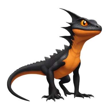 cool edgy black and orange Dark-type nargacuga lizard Pokémon full body sticker